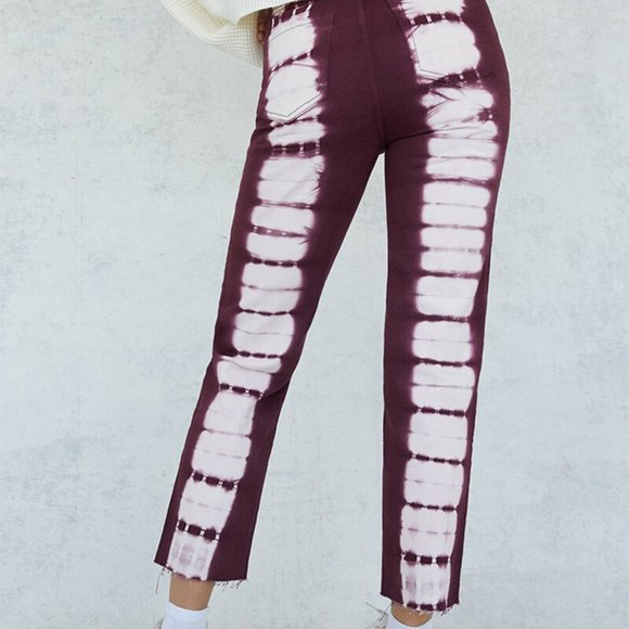 PacSun Tie Dye High Rise Straight Fit Jean, Women's Size 24 - Raspberry - Picture 3 of 16